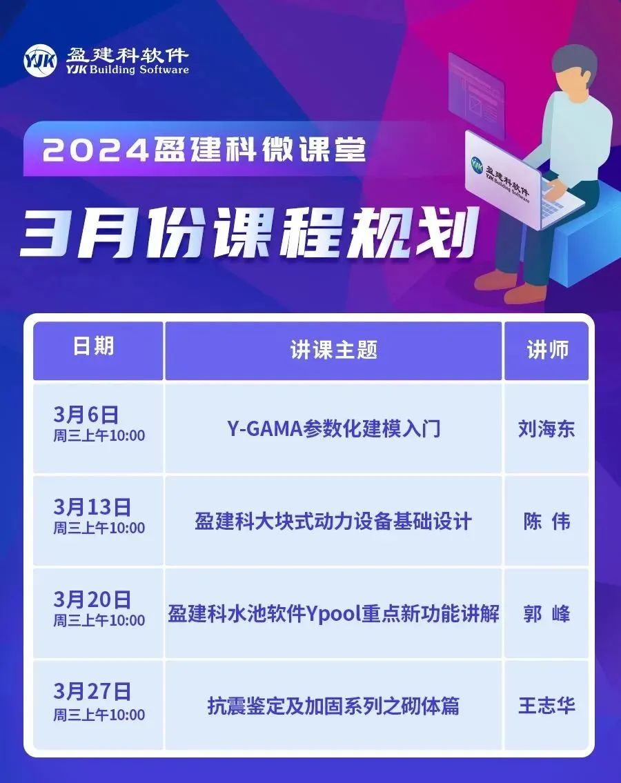 微课堂丨盈建科2024年3月课程规划
