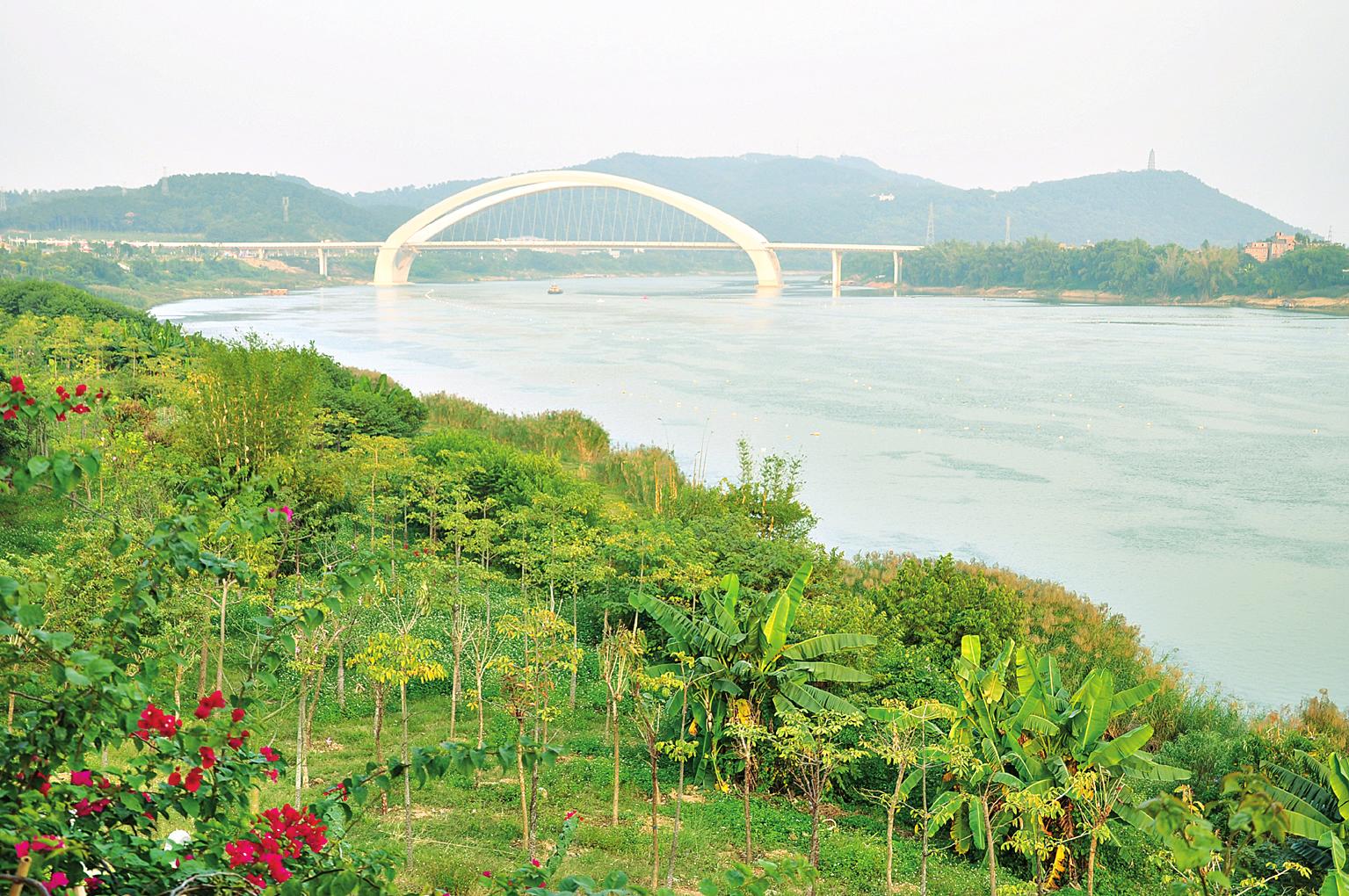 南宁柳沙半岛一角,远处清秀山,环境确实可以