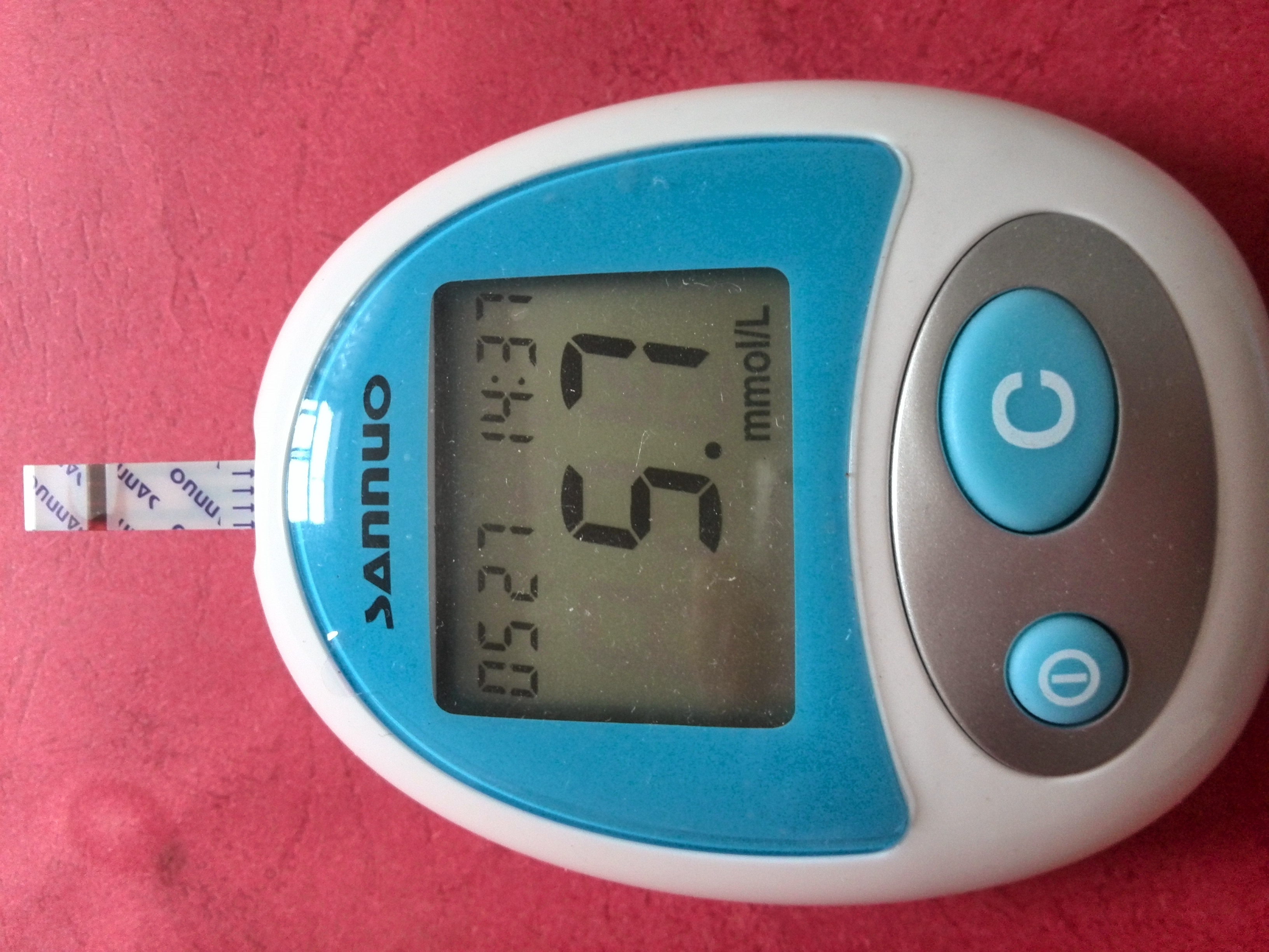 服用糖宁一年后停药,停药27天血糖图片之午餐