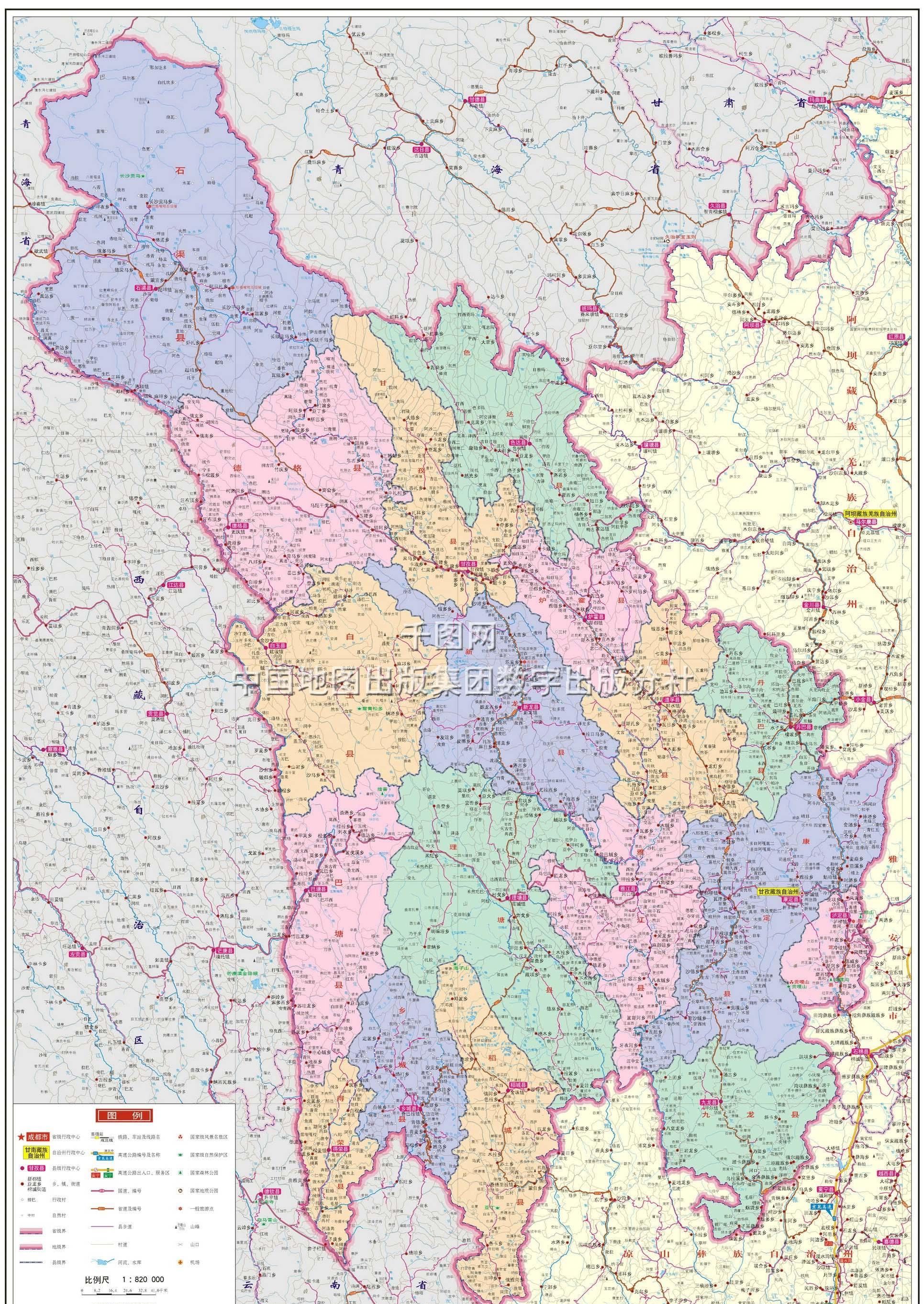 甘孜地图全图可放大图图片