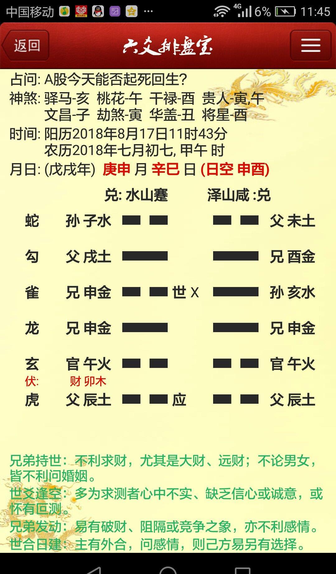 结果不利求财!还是算了吧!富贵险中求,敢于冒险