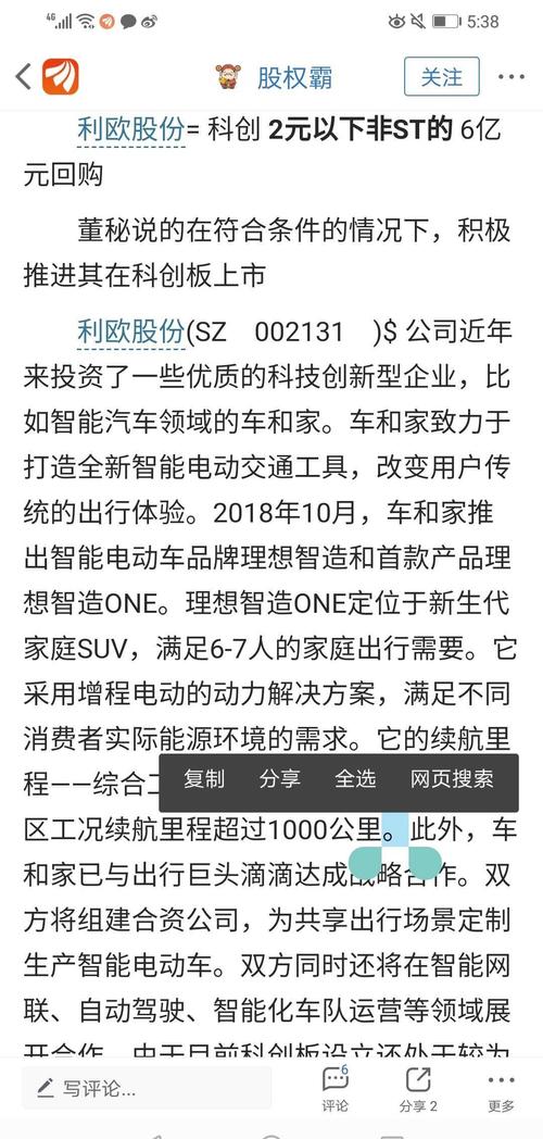 车和家 科创红筹第一股中国特斯拉 利欧股份 和