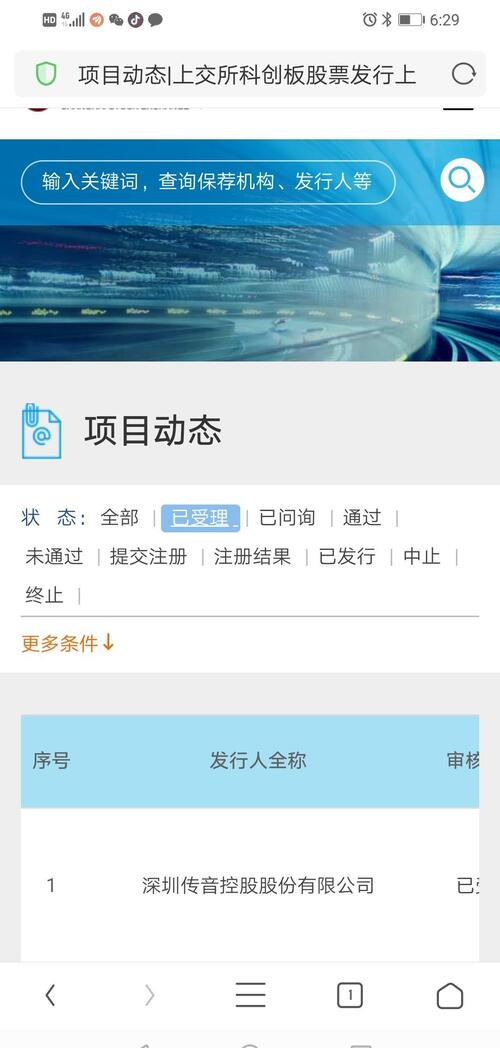 上海证券交易所今天(29日)傍晚,受理了深圳传音