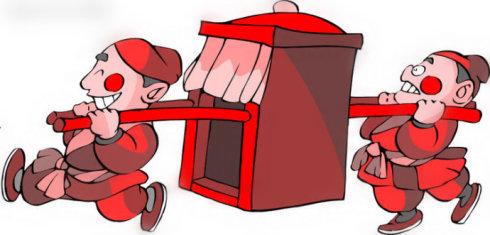 坐在轿子里舒服极了