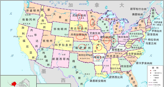 美国大豆产量最大的州依次是伊利诺伊州,艾奥瓦州,明尼苏达州,内布拉