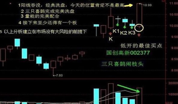 三只喜鹊闹枝头,很经典的洗盘手法,恭喜上车的朋友买点:三只喜鹊出现