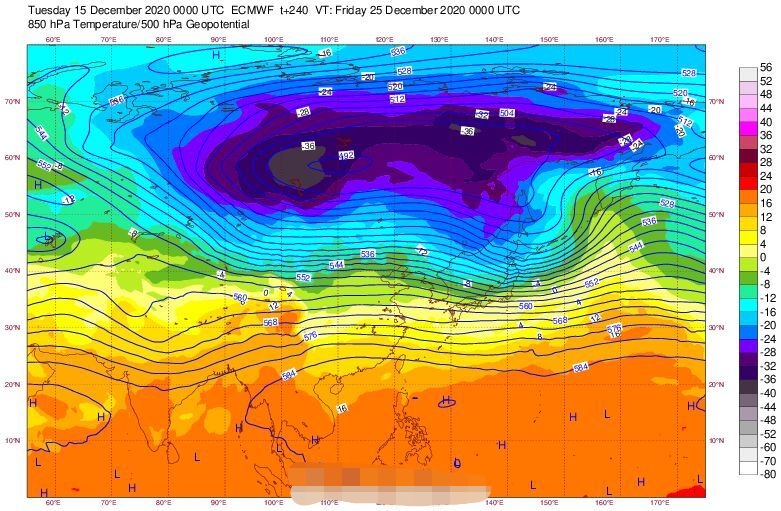 关键看鄂霍次克海阻塞高压.其他四项,北极暖高,乌拉尔阻塞,南
