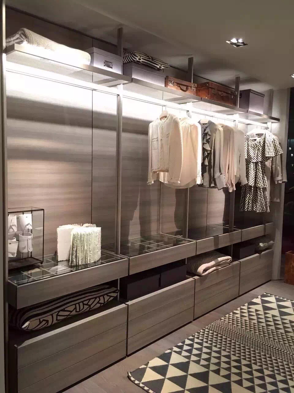 新款轻奢玻璃衣柜全铝玻璃柜体定制展示柜铝框玻璃门隐框玻璃门