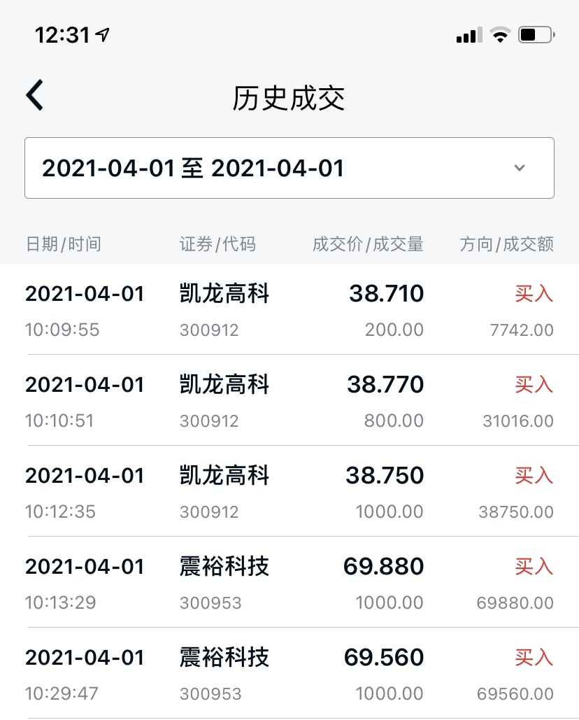 4月1日,买入300953和300912,安心持有吧……2021-04-06 12:34:30愿你
