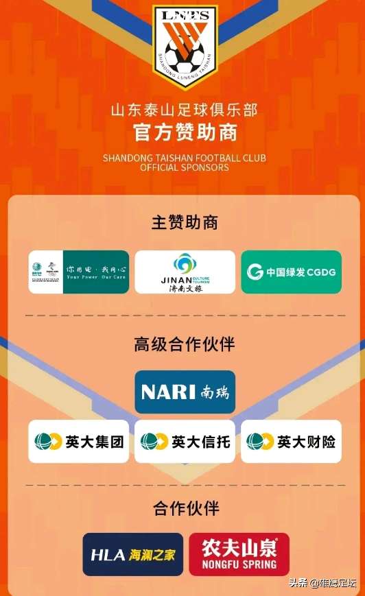 绿发取代鲁能,成为山东泰山主赞助商!