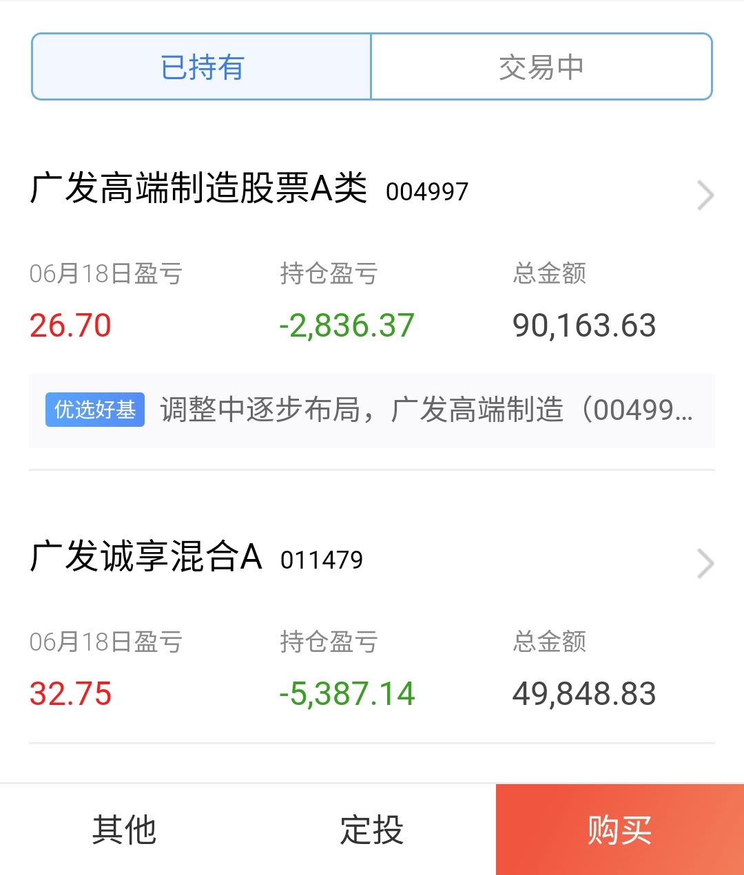 我认输,你们俩赢了,玩不过,今日赎回一半_广发诚享混合a(of011479)