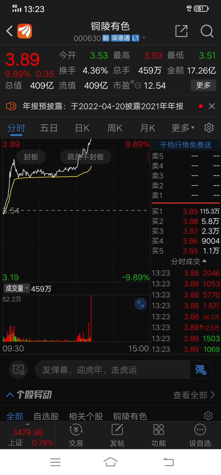 白银有色sh601212铜陵有色涨停了