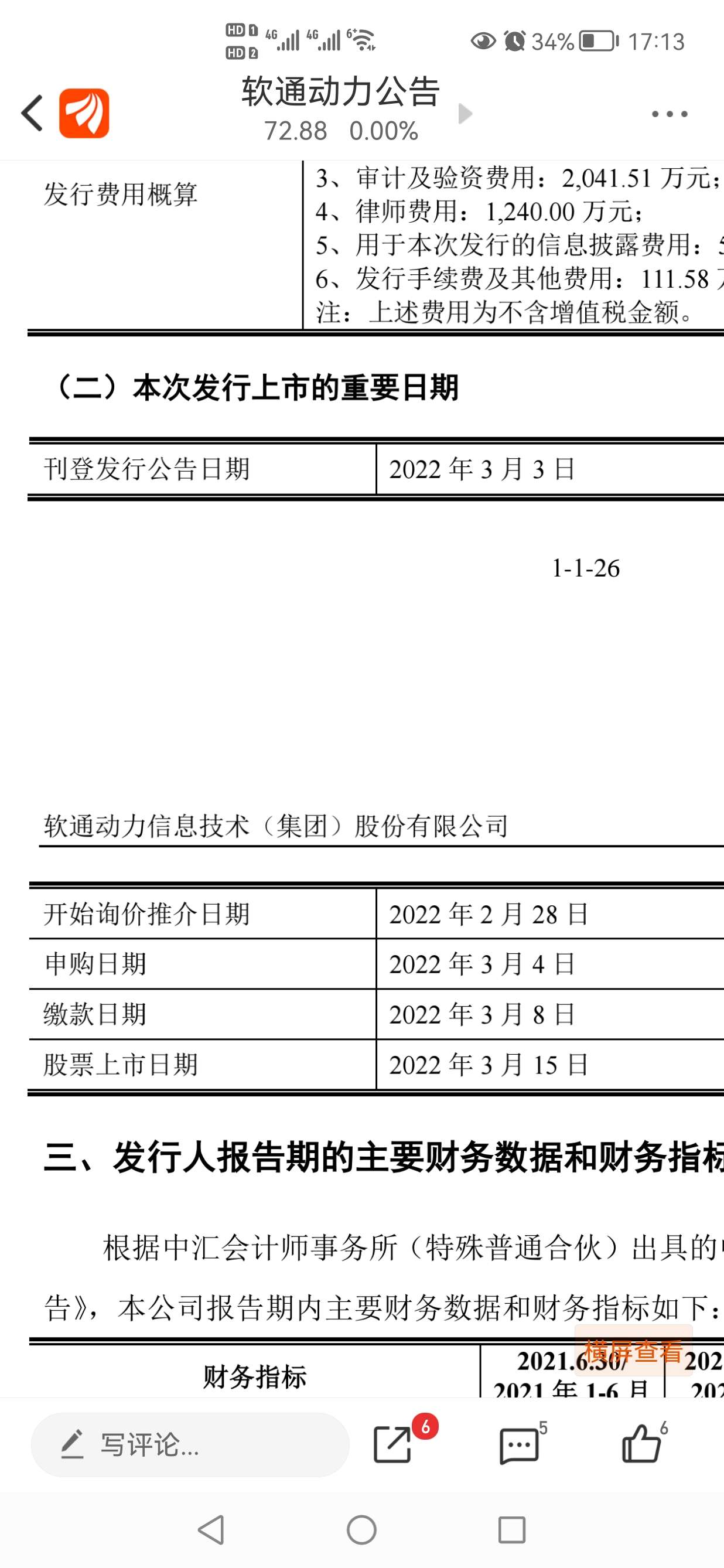软通动力哪天开市呢？