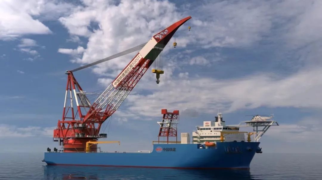 中国铁建港航局5000吨自航式全回转起重船顺利搭载