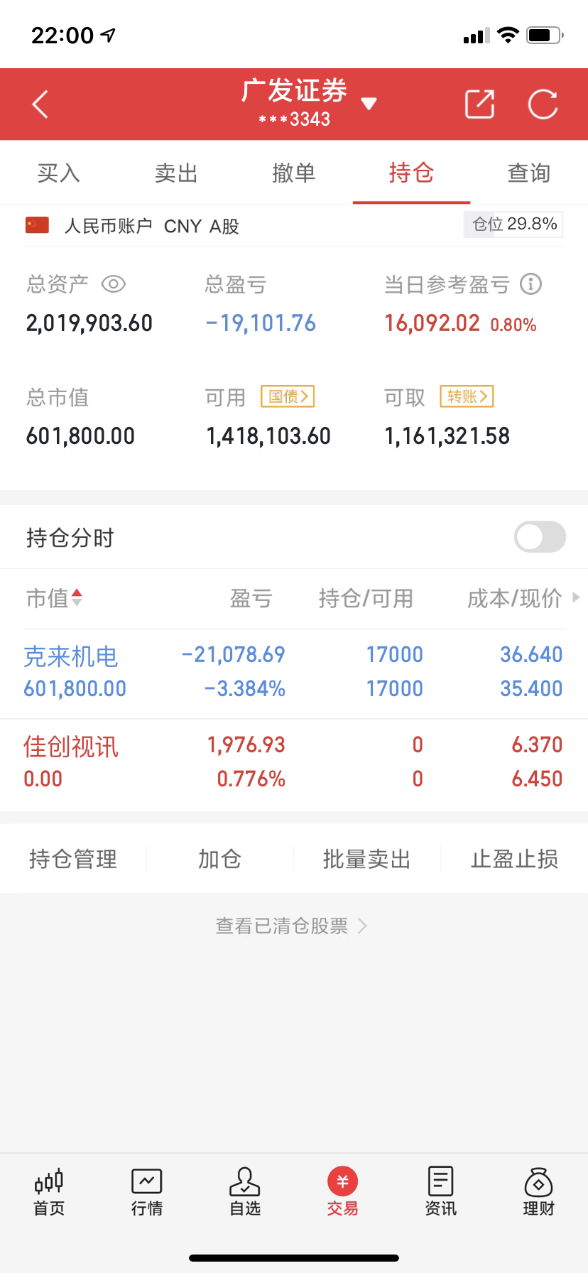 股票账户200万资金截图图片