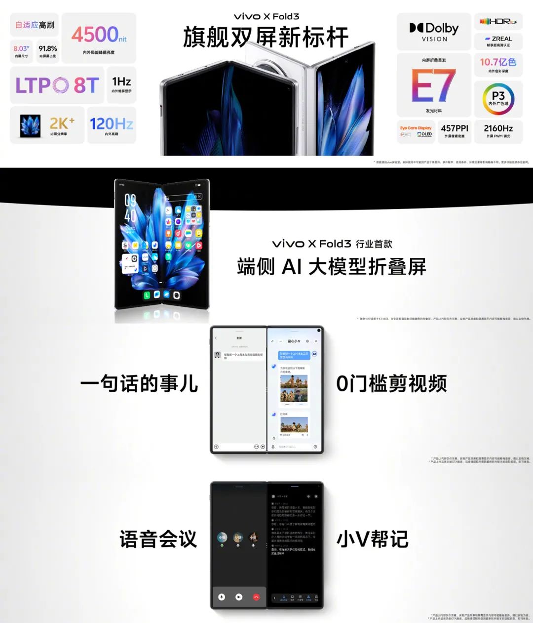 vivo x fold3系列折叠机发布:e7/q9 发光材料旗舰双屏,6999 元起_财富