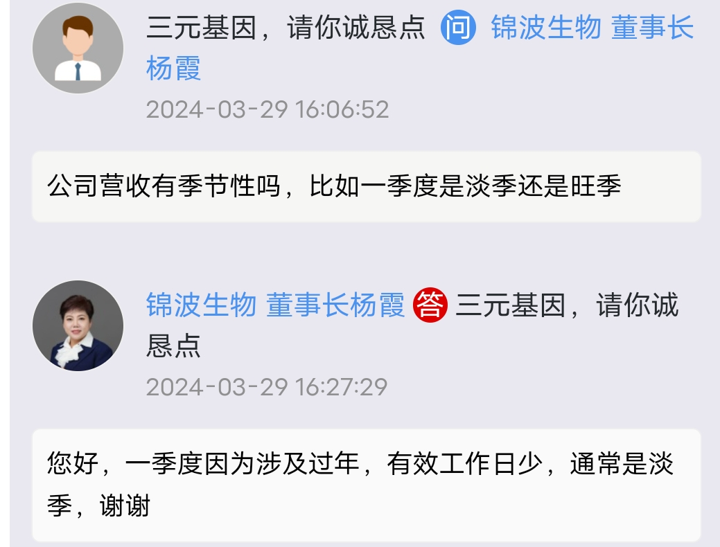 锦波生物回应一季度业绩