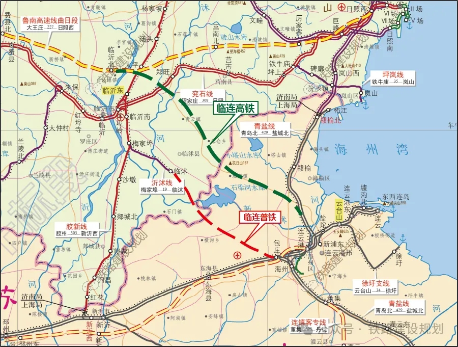 项目连接新荷兖日,陇海,胶新和连盐铁路,是四条铁路间的重要联络线