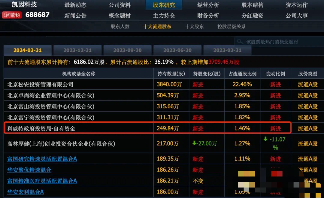 科威特政府投资局刚重仓买了这10只股票.