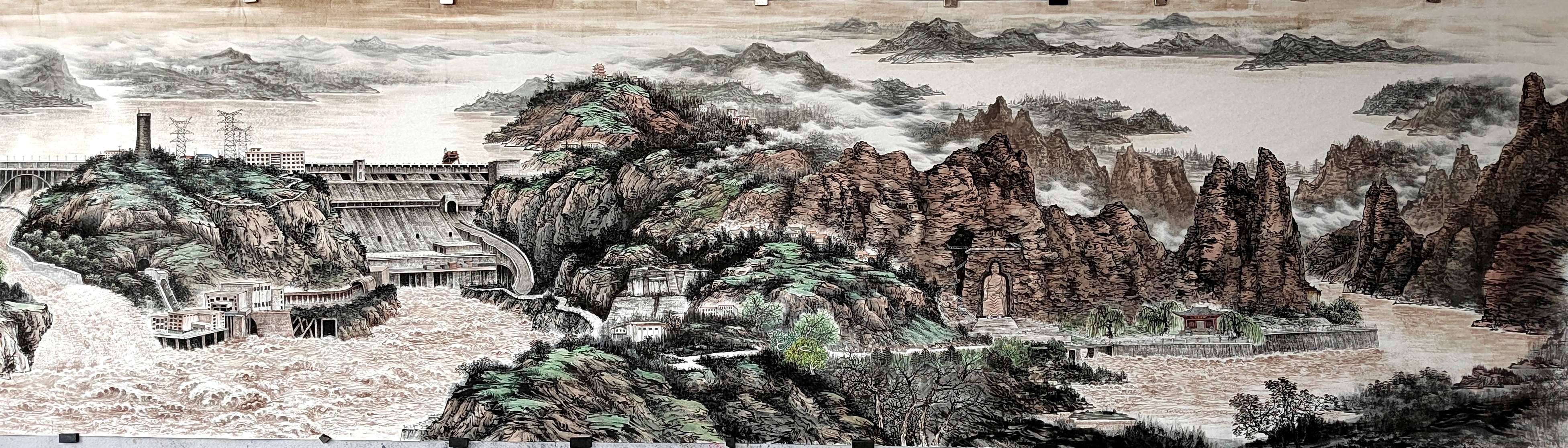 朝晖浸染,无限风光开画境;晚霞映照,一河春水流诗意.