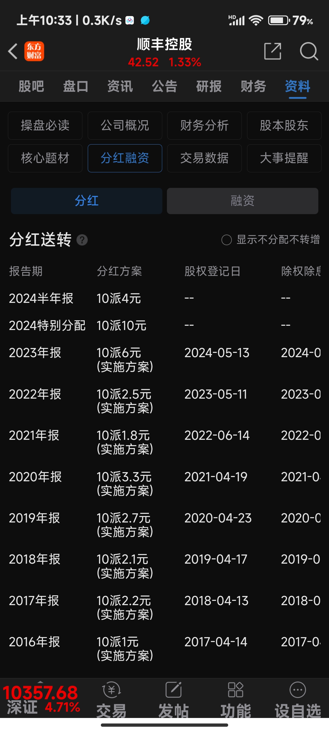 顺丰也算进入股息率比较好的股票行列.