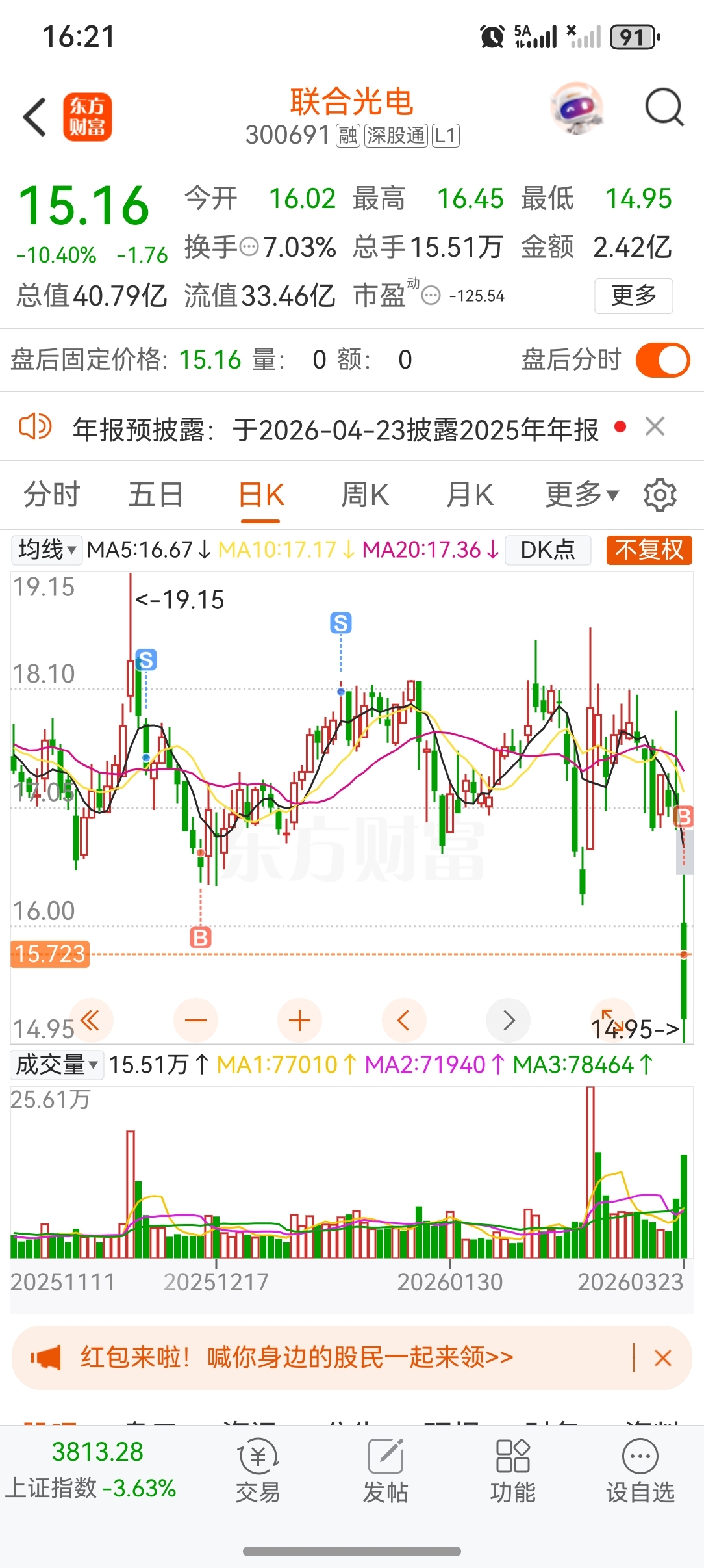 买在半山腰了_联合光电(300691)股吧_东方财富网股吧