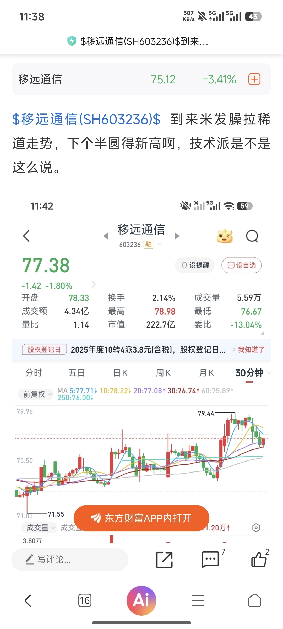 瘟古拿30分钟k线看技术_移远通信(603236)股吧_东方财富网股吧