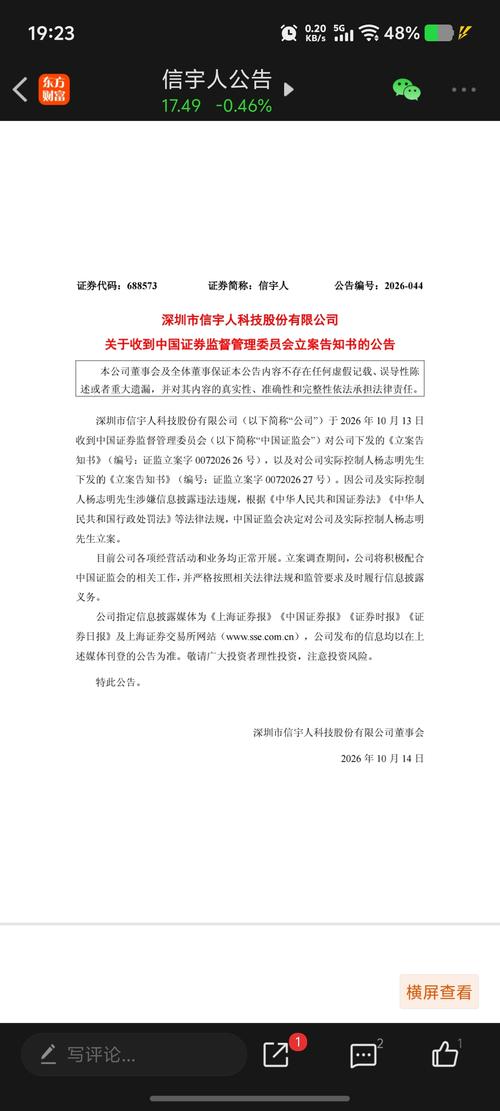 信宇人盘后突发利空：公司、实控人同步立案，违规细节未知，解读股价潜在影响